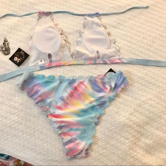 NWT $99 October Love | Mermaid Shell Bikini | Pastel Tie Dye - Picture 6 of 16